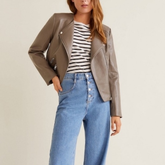 MANGO NWOT Biker Leather Jacket -L - Picture 4 of 15